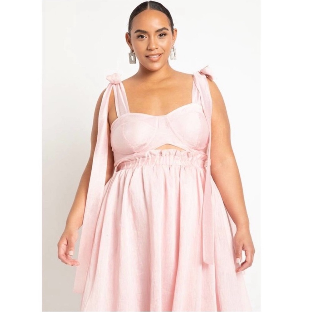 Eloquii X Melissa Mercedes Elegant Midi Dress Pink 16 - Picture 2 of 12